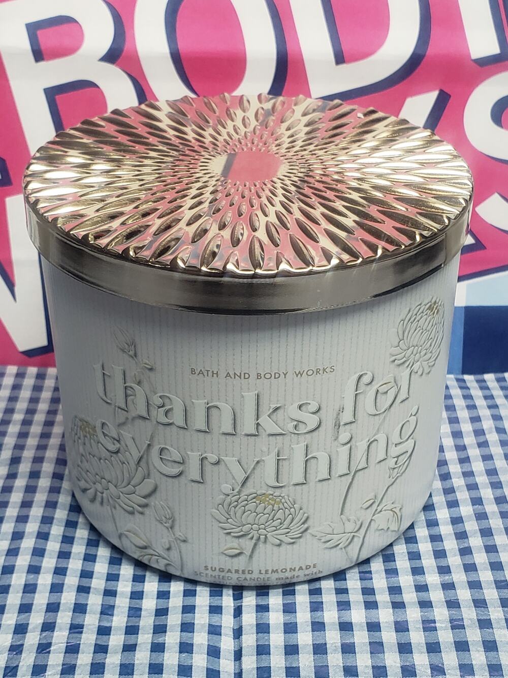 BBW THANKS FOR EVERYTHING Sugared Lemonade Large 3 Wick 14.5oz Candle